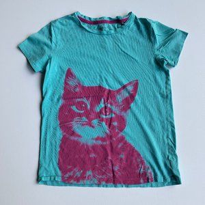 Gap Kids Blue and Pink Cat Graphic T Shirt